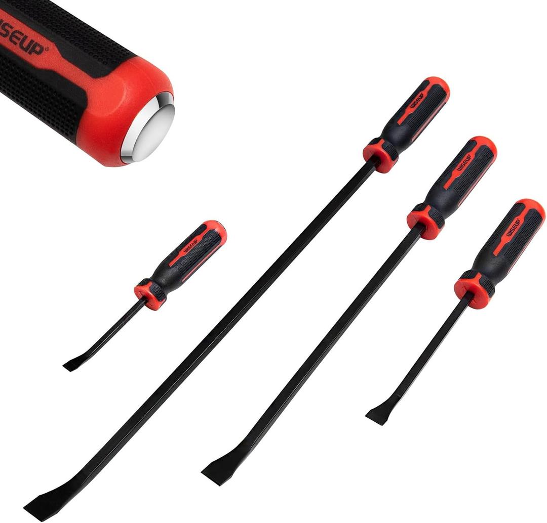 WISEUP 4-Piece Pry Bar Set8",12",18",24" Heavy Duty Crowbar with Thicker Strike Caps for PryingDemolitionAutomotive Mechanic Hand Tools