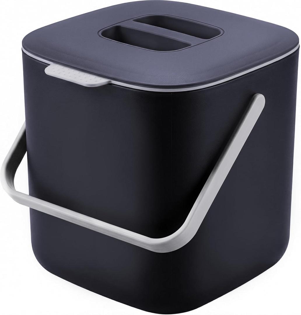 Compost Bin Kitchen, Sealed Countertop Compost Bin，No Filter Required, 0.7Gal Indoor Compost Bin, Compost Bucket with Lid and Handle (Gray)