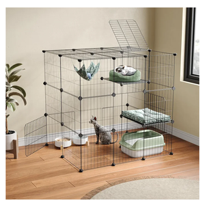 Oneluck 3-Tier Cat Cages Indoor Enclosure DIY Cat Playpen Catio Detachable Metal Wire Kennels Cats Crate Large Extra Exercise Place Ideal for 1 Cat,35.4 Inches