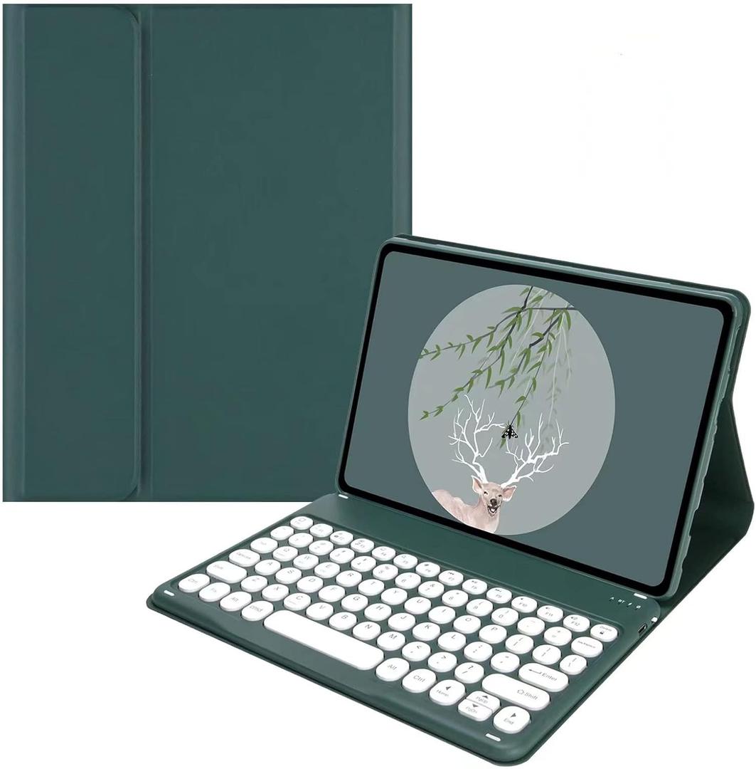 Kindle Fire HD 10 Keyboard Case 2021: Detachable Round Keys Folio Case for Women & Kids (Teal)