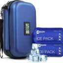 Gosemai TSA Approved Insulin Cooler Travel Case Medication Cooler for Travel with Thermometer Temperature Display Diabetic Medication Organizer Medical Travel Cooler Bag with 2 Ice Pack