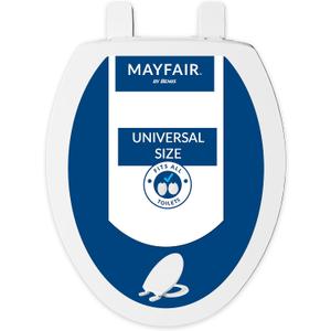 Mayfair Universal Size Slow Close Toilet Seat, Durable Plastic, Fits Round & Elongated Toilets, White