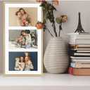 Golden State Art, 5x7 Aluminum Collage Frame, Displays 7x5 Pictures With 3 Openings Mat or One 8.5x16.3 Photo, Real Glass, Portrait/Landscape Wall Display, Gold, 1 Pack