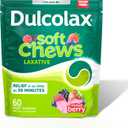 Dulcolax Saline Laxative Soft Chews, Gentle Constipation Relief, Mixed Berry Flavor, Magnesium Hydroxide 1200 mg, 60 Count (60 Count (Pack of 1))