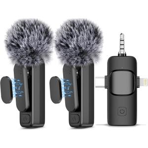 3 in 1 Wireless Lavalier Microphone for iPhone/iPad/Android/PC/Camera,Mini Mic with Noise Reduction, Mini Microphone for Video Vlog,Interviews,Live Streaming(Lightning/USB C/3.5mm Jack)