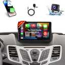 EKAT Android Car Stereo for Ford Fiesta 2009-2014 - 9 Inch [4+64G] HD Touchscreen Radio with Wireless Carplay & Android Auto - 32 EQ/WiFi/GPS/SWC + AHD Rear View Camera