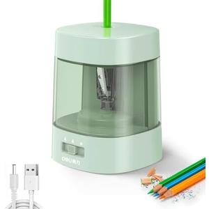 Deli Electric Pencil Sharpener, Automatic Pencil Sharpeners for No.2 Pencils Colored Pencils, USB & Battery Operated Pencil Sharpener for Kids, School, Home, Office, Classroom, Green