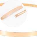 VONMELLI Skinny Metal Cinch Belt for Dress Stretch Thin Waist Belt for Women Gold/Silver (Fit Waist 30"-33" Inches, 3-smooth Buckle Gold)