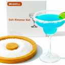 Margarita Salt Rimmer Set for Cocktails, Sugar and Salt Rimmer Tray for drinks, Wood Bamboo Glass Rimmer for Margarita Rim, Essential bar tools for Party (1 tier)