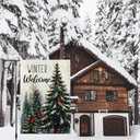 Winter Garden Flag Christmas Garden Flags 12x18 Inch Double Sided Burlap Welcome Yard Flag with Cardinals Snow and Pine Trees for Outdoor Seasonal Holiday Decorations