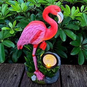 Flamingos Statues Garden Decor with LED Solar Lights-Flamingos Figurine Outdoor Statue Decorations for Yard Patio,Porch,Home for Women, Mom, Grandma,Lover