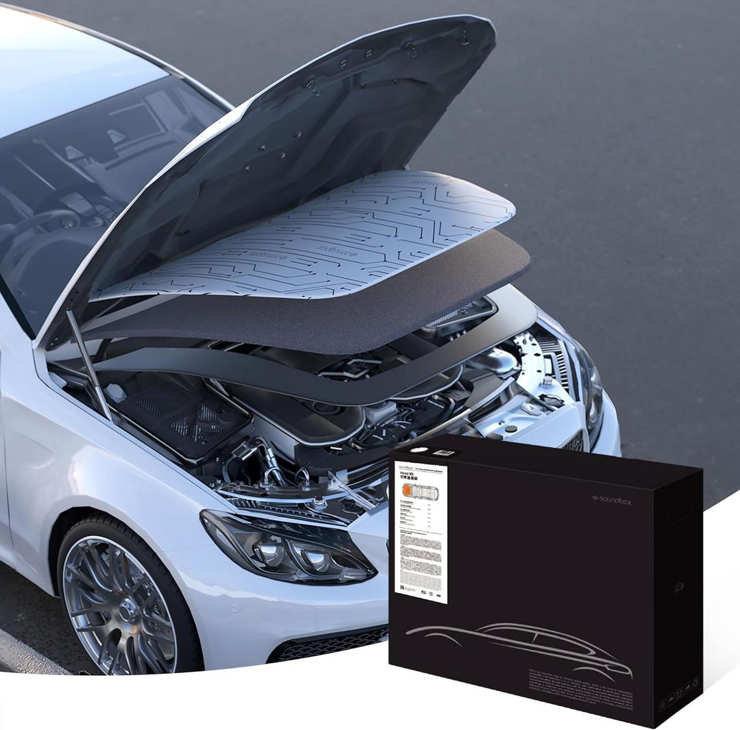 Soundbox Car Sound Deadening Mat - Heat Insulation & Noise Reduction Hood Liner, Lightweight & Durable, Easy to Install, Compatible with Most Vehicles
