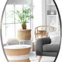 ANDY STAR Brushed Nickel Oval Mirrors for Bathroom, 22x30 Inch Silver Stainless Steel Metal Framed Oval Wall Mirror, Modern Vanity Mirror Wall Mount Horizontal or Vertical