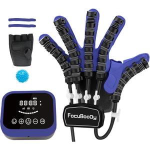 Hand Rehabilitation Robot Gloves Mobility Finger Training Equipment for Hemiplegia Stroke Cerebral Palsy Patient with USB Chargeable Left Hand (Blue Size M)