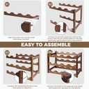 Janedream 3-Tier Bamboo Wine Rack for 12 Bottles, Easy-to-Assemble Countertop Wine Storage Shelf, Sturdy Tabletop Wine Holder for Kitchen, Inside Cabinet, Pantry, or Home Bar (3 Tier)