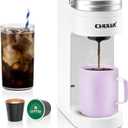 CHULUX Slim Single Serve Coffee Maker for K Pod, One Cup Coffee Maker Fits 7.3" Travel Mugs, Coffee Machine with 6 to 12oz Brew Sizes, Pearl White
