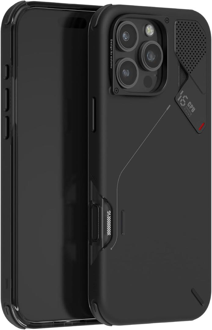 Aulumu A16 Shockproof Case for iPhone 16 Pro Max | Updated Camera Control | Real Cooling | Aluminum Alloy Camera Frame | Multi-Layer Composite Protection - Black