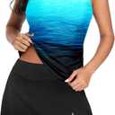 Tempt Me Womens Tankini Swimsuits with Skirt - Two Piece Bathing Suits with Pockets Aqua Gradient Tummy Control Swimwear 2025, Large