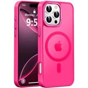 Newfuture Designed for iPhone 16 Pro Max Case with Magnetic [13 FT Military Drop Protection] [Compatible with Magsafe] Slim Translucent Matte Shockproof with Anti-Fingerprint Phone Case, Hot Pink