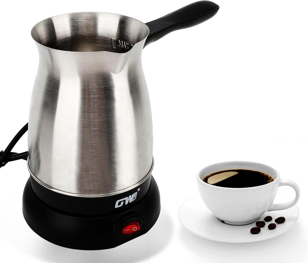 Yunir 600ML Electric Coffee Maker, 6 Cup Stainless Steel Coffee Pot, portable Anti Slip Coffee Maker Kettle for Brewing Coffee, Milk, Tea