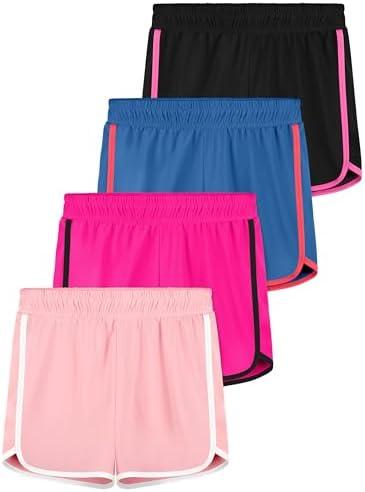Resinta 2 Pack Youth Girls Athletic Shorts Quick Dry Active Shorts Big Girl Summer Sports Shorts for Running Dance Yoga, 12-14yrs