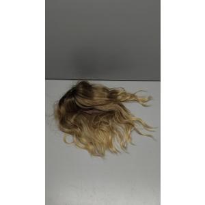 Wavy Long Ombre Blonde Wigs with Bangs for Women Medium Middle Length Blond Wig Synthetic with Water Wave Fringe Women's Heat Resistant Hair Wig for Daily Party Use (16inch)