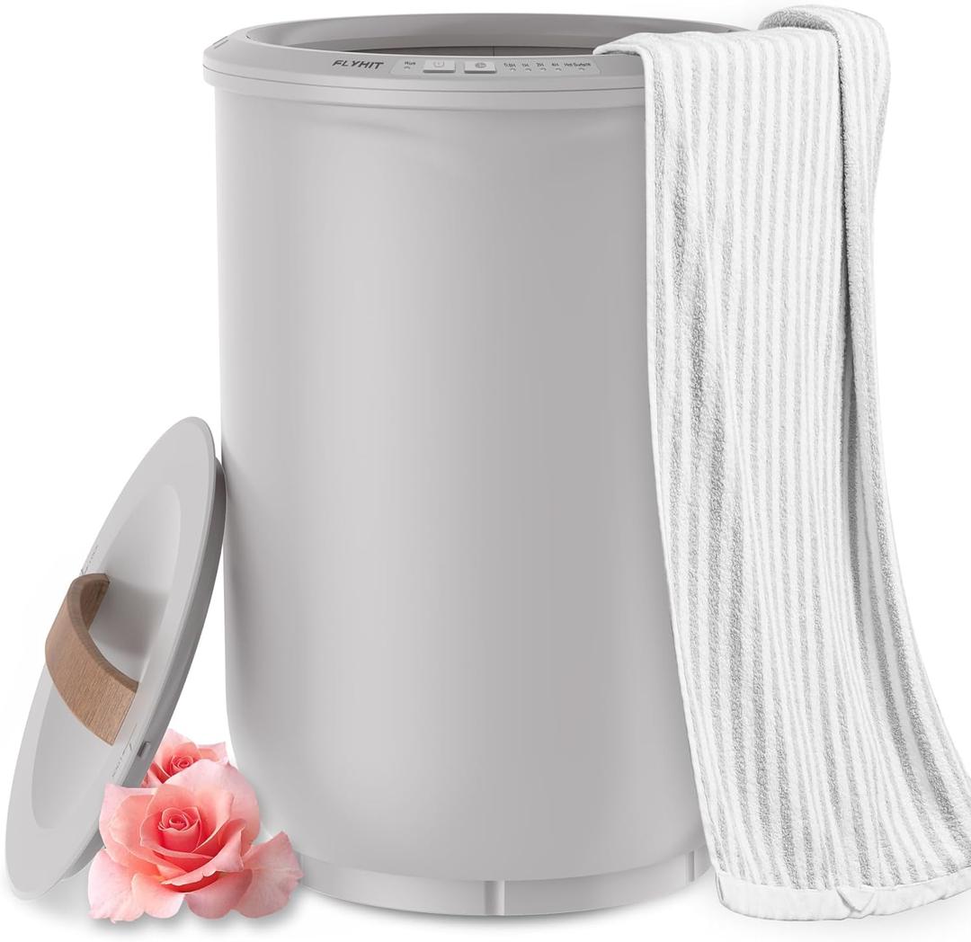 Luxury Bucket Style Towel Warmer, FLYHIT Large Towel Warmer, Auto Shut Off, Fits Up to Two 40"X70" Oversized Towels,Bathrobes, Bucket Bath Towel Warmers for bathrooms, Pools and Spa(20L, Gray)