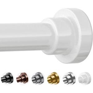 Shower Curtain Rod, 27-76 Inch Adjustable Spring Tension Shower Rod, 1 Inch Diameter, No Drilling Stainless Steel Tension Rod, Non-Slip Anti-Rust Heavy Duty for Bathroom, Shower Stall, Black