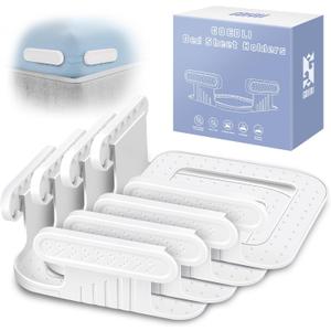 Lock Sheet Holders - No More Loose Sheets, Secure Bed Sheets, Fits All Kinds of Sheets and Mattress Sizes, ABS Material with High Flexibility, Easy One-Time Installation (White)