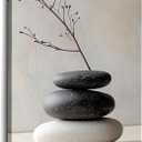 Zen Canvas Wall Art Spa Stones Picture Wall Decor Framed Meditation & Calm Painting Minimalist Prints Spiritual Room Living Room Bathroom Ready to Hang(Art-15,16.00"x24.00")
