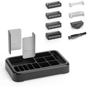 Guard Combs with Shaver Stand Kit for O Blade QP2724/QP2834/QP2520/QP2630/QP65XX/QP66XX OBlade Pro, 0/3mm Body Comb + 1/2/3/5mm Bi-Directional Guards, Electric Shaver Attachments Accessories, 9PC