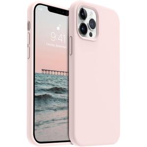 AOTESIER Shockproof for iPhone 12 Pro Max Case, Liquid Silicone Phone Case with [Soft Anti-Scratch Microfiber Lining] Drop Protection 6.7 inch, Chalk Pink