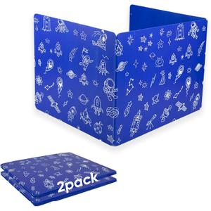 2-Pack Desk Dividers for Students, 3-Fold Privacy Screens, Durable Waterproof Plastic Study Boards, Easy Clean Classroom Shields for Schools,Teacher Supplies & Student Desk Organizers, Blue