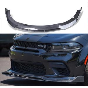 Front Lip Bumper Spoiler Wing Compatible with 2015 2016 2017 2018 2019 2020 2021 2022 Dodge Charger SRT,4Pcs Carbon Fiber Front Bumper Lip Spoiler