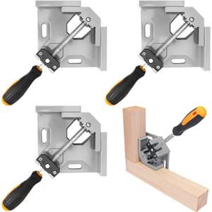 4 PCS Corner Clamps for Woodworking, Premium 90 Degree Right Angle Clamps, Adjustable Swing Jaw Aluminum Frame Clamps for Precise and Easy Fixing (4 PCS Clamping Range 3 Inch)