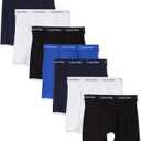 Calvin Klein Men's Cotton Stretch 7-Pack Boxer Brief (2 Blue Shadow, 2 White, 2 Black, 1 Cobalt Water)