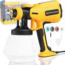 Paint-Sprayer, 700W HVLP Spray Gun, 2024 Upgraded, 4 Copper Nozzles & 3 Spray Patterns, Easy to Clean, Ideal Paint Sprayer for Furniture, Cabinets, Fences, Decks, Walls, DIY Projects, etc. (Yellow)