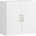 SoBuy Wall Cabinet for Laundry Room, Medicine Cabinet for Bathroom, Wall Storage Cabinet for Kitchen Garage, Linen Tower Bath Cabinet, Cabinet with Shelf, White FRG231-W