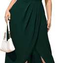 SCOMCHIC Women's Plus Size Dress Sleeveless Spaghetti Strap Cowl Neck Wrap Party Cocktail Cami Dress (3X-Large Plus, Emerald Green)