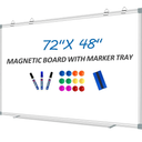White Board Dry Erase Whiteboard for Wall 72" x 48" Aluminum Presentation Magnetic Whiteboards with 4 Hooks, 12 Magnets, 3 Markers & 1 Eraser