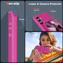 XIQI Designed for Samsung Galaxy S25 6.2'' with Camera Lens Protector & Magnetic Ring Stand [Military-Grade Protection] Translucent Shockproof Phone Case for Men Wowen,Hot Pink