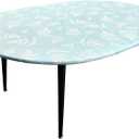 Oval Fitted Vinyl Tablecloth with Elastic Leaves Plastic Tablecloths Flannel Backing 100% Waterproof Elasticized Table Cover, Fits for 48" W x 60" L Oval/Oblong Table (Lake Blue)