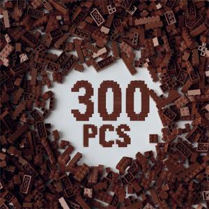 300Pcs Building Brick Bulk, Brown Bulk Bricks with 5 Sizes, Compatible with Lego and Parts and Pieces, Creative Halloween Christmas Building Block Toys for Boys Girls Ages 6 7 8 9 10 Years Old