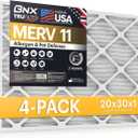 BNX TruFilter 20x30x1 Air Filter MERV 11 (4-Pack) - MADE IN USA - Allergen Defense Electrostatic Pleated Air Conditioner HVAC AC Furnace Filters for Allergies, Dust, Pet, Smoke, Allergy MPR 1200 FPR 7