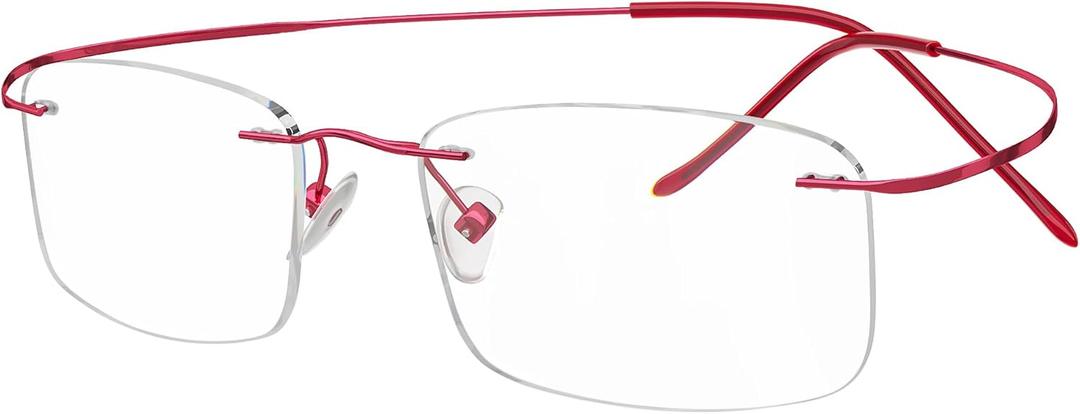 Eyekepper Titanium Rimless Reading Glasses Readers Women Red (Lens Width 51mm-red)