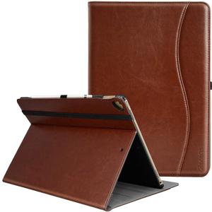 for iPad Pro 12.9 Inch Case 2017/2015 (Old Model,1st & 2nd Generation), Premium PU Leather Business Folio Cover with Auto Wake/Sleep, Document Card Slot, Multiple Viewing Angles,Brown