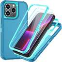 SunStory Compatible with iPhone 13 Pro Case with HD Screen Protector, 3-Layer Heavy Duty Full-Body Cover,3 in 1 Hybrid Protective Case for iPhone 13 Pro 6.1", LakeSkyBlue