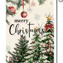 AVOIN colorlife Evergreen Christmas Tree House Flag 28x40 Inch Double Sided Outside, Merry Christmas Winter Holiday Yard Outdoor Flag