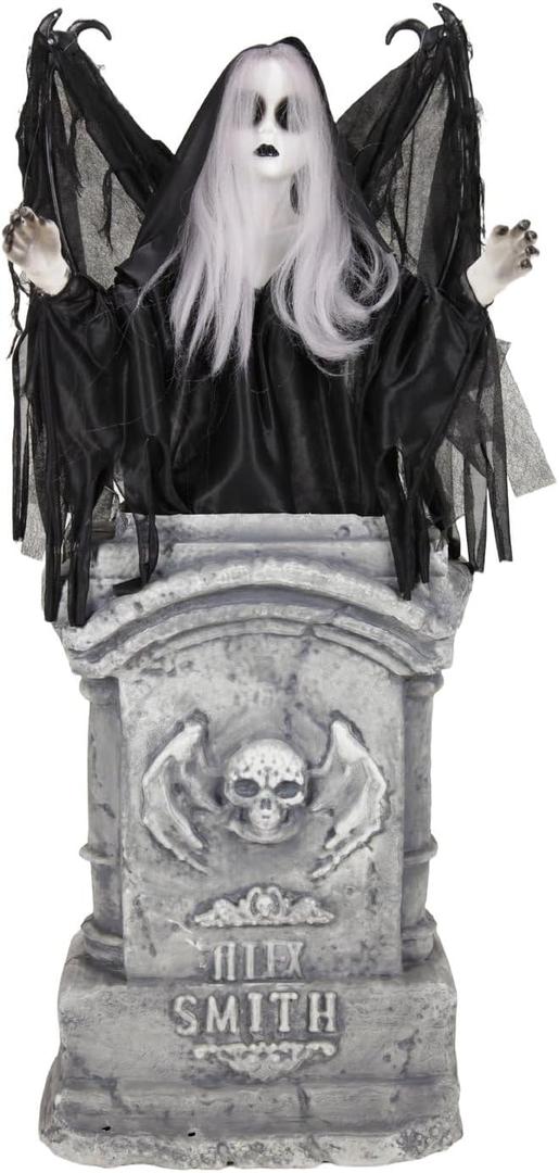 Haunted Hill Farm 3.1-Ft. Winged Girl & Tombstone Halloween Animatronic
3.1 Ft Tall, Sound-Activated Rising Motion & Opening Wings, Red Eyes, Spoken Phrase, Creepy Girl Halloween Decoration