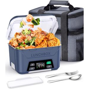 Docusvect Rechargeable Heated Lunch Box for Men, 1.3L Cordless Electric Lunch Box for Adults with Smart Scheduled Heating, Portable Food Warmer with Complete Accessories